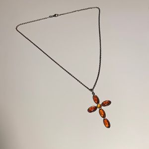 Amber Cross Necklace